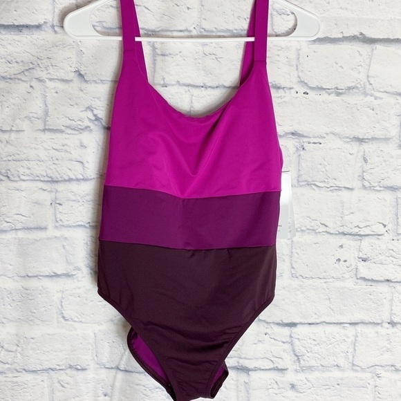 Athleta Coastline Electric Fuchsia one piece colorblock swimsuit NWT - Picture 2 of 5